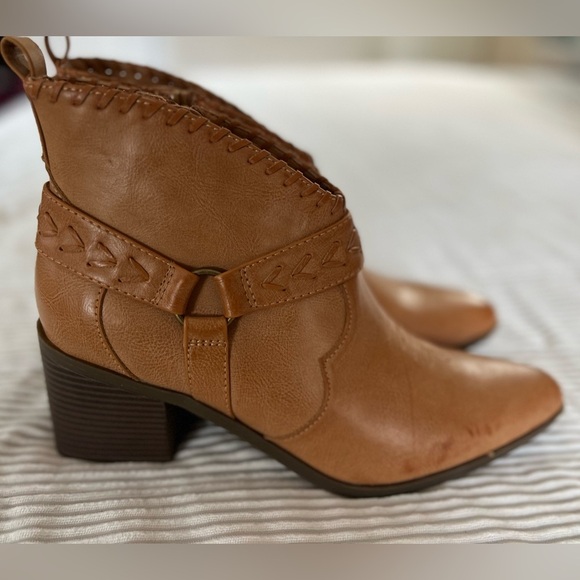 Frye and Co. Palma Stacked Heel Boots Booties Caramel Tan Western Women’s 11 - Picture 6 of 11